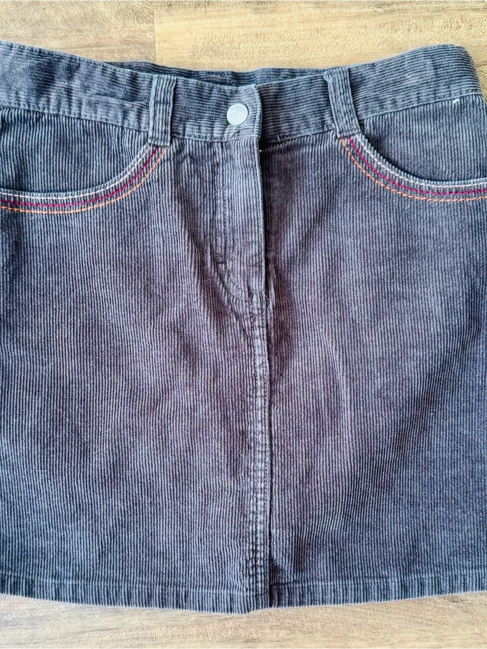 Gymboree Brown Corduroy Skirt with Rainbow Topstitch Size 10